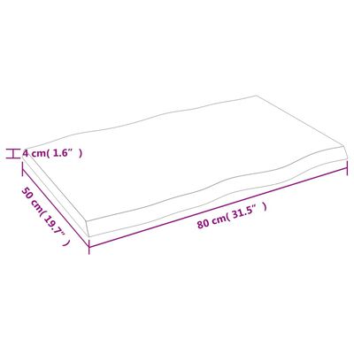 vidaXL Dessus de table bois massif non traité bordure assortie