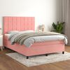 vidaXL Sommier &agrave; lattes de lit avec matelas Rose 140x200 cm Velours