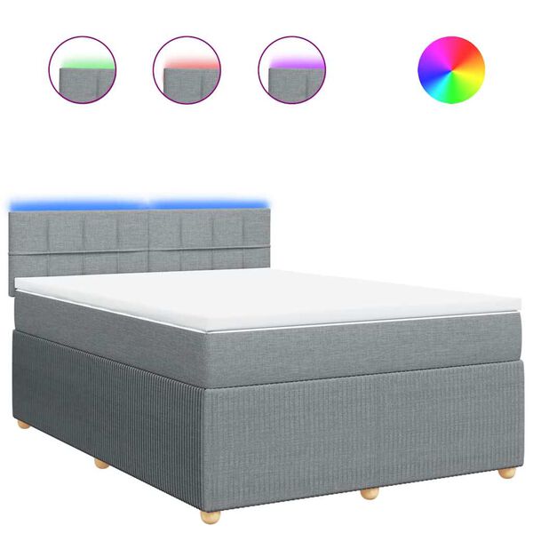 vidaXL Sommier &agrave; lattes de lit avec matelas Gris clair 140x200cm Tissu