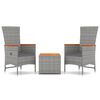 vidaXL Ensemble de salon de jardin 3 pcs gris poly rotin et acacia