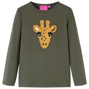 vidaXL T-shirt enfants &agrave; manches longues kaki 104