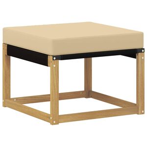 vidaXL Pouf d'Ext&eacute;rieur Bois d'acacia massif et tissu Textil&egrave;ne Blanc