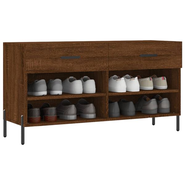 vidaXL Banc &agrave; chaussures ch&ecirc;ne marron 102x35x55 cm bois d'ing&eacute;nierie