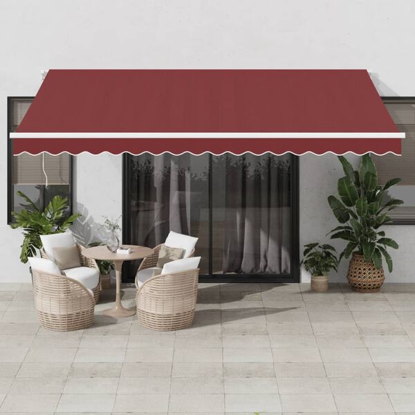 vidaXL Auvent manuel r&eacute;tractable bordeaux 450x350 cm