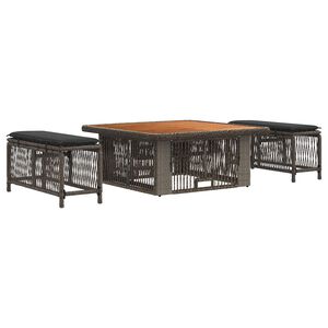 vidaXL Ensemble de salle &agrave; manger pour jardin 3 pcs Gris et Gris fonc&eacute;