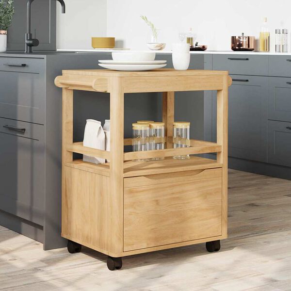 vidaXL Chariot de cuisine FLORO Cire marron 72,5 x 45 x 80 cm