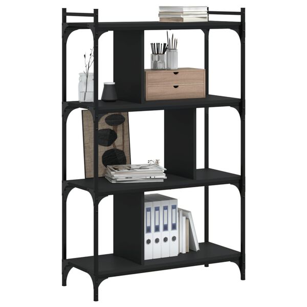 vidaXL Biblioth&egrave;que &agrave; 4 niveaux noir 76x32x123 cm bois d'ing&eacute;nierie