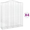 vidaXL Paniers &agrave; gabions arqu&eacute;s 4 pcs 200x50x220/240 cm Fer galvanis&eacute;