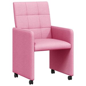 vidaXL Chaises de Salle &agrave; Manger avec Roues 2 pc tissu Rose