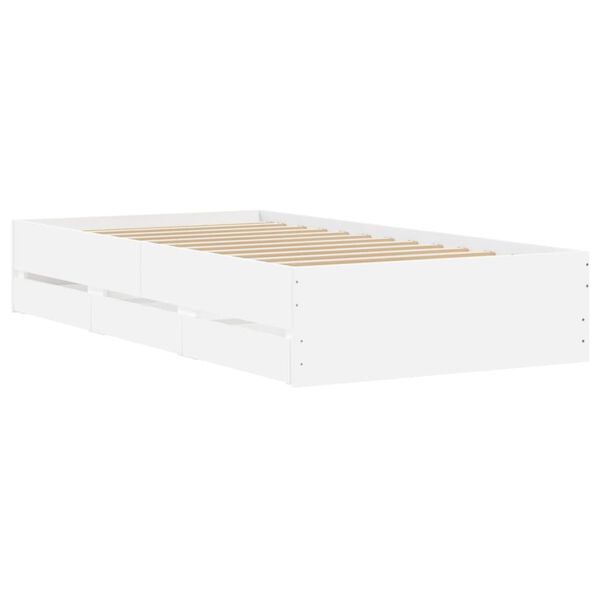 vidaXL Cadre de lit avec tiroirs sans matelas blanc 90x190 cm