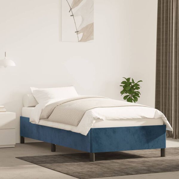 vidaXL Cadre de lit sans matelas bleu fonc&eacute; 90x190 cm velours