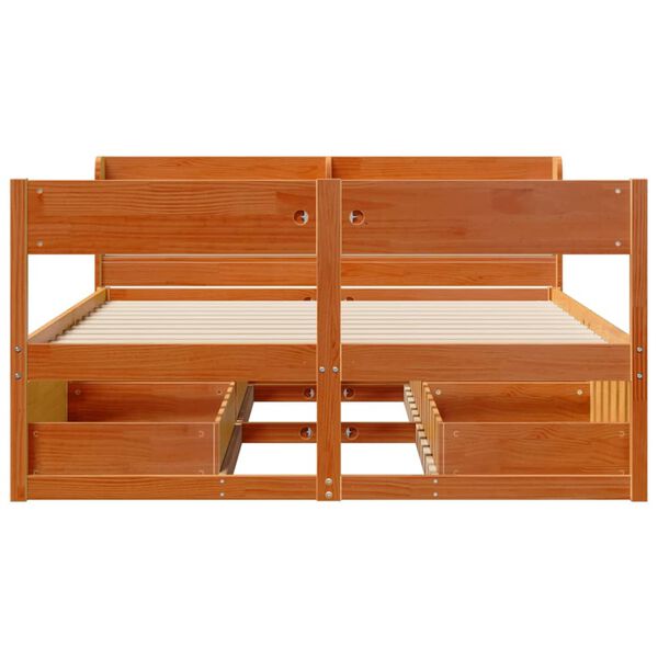 vidaXL Cadre de lit sans matelas cire marron 120x200cm bois pin massif