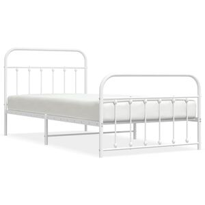 vidaXL Cadre de lit m&eacute;tal sans matelas et pied de lit blanc 100x200 cm