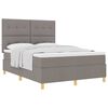 vidaXL Lit &agrave; ressorts avec t&ecirc;te de lit Taupe 160 x 200 cm tissu