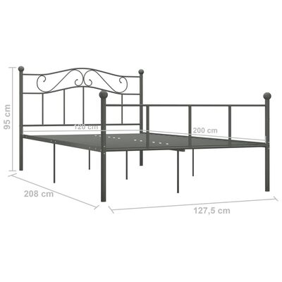 vidaXL Cadre de lit sans matelas gris métal 120x200 cm