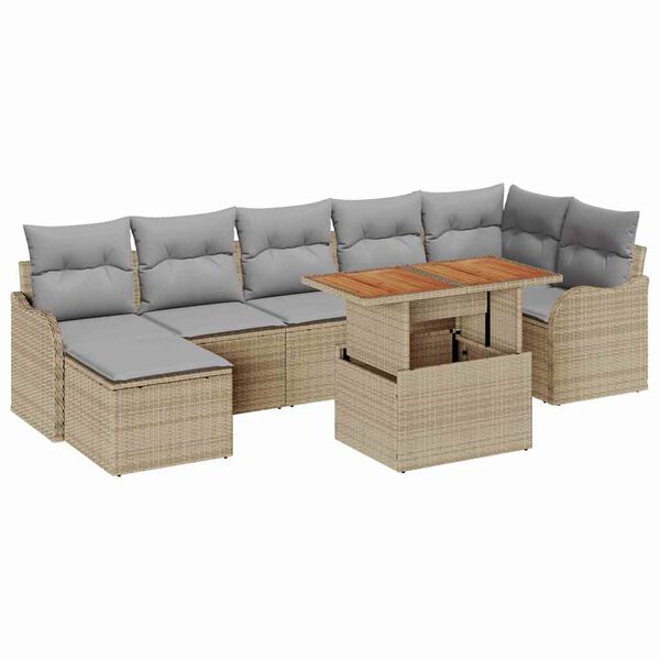 vidaXL Ensemble de canap&eacute; de jardin 8 pcs Beige Poly rotin