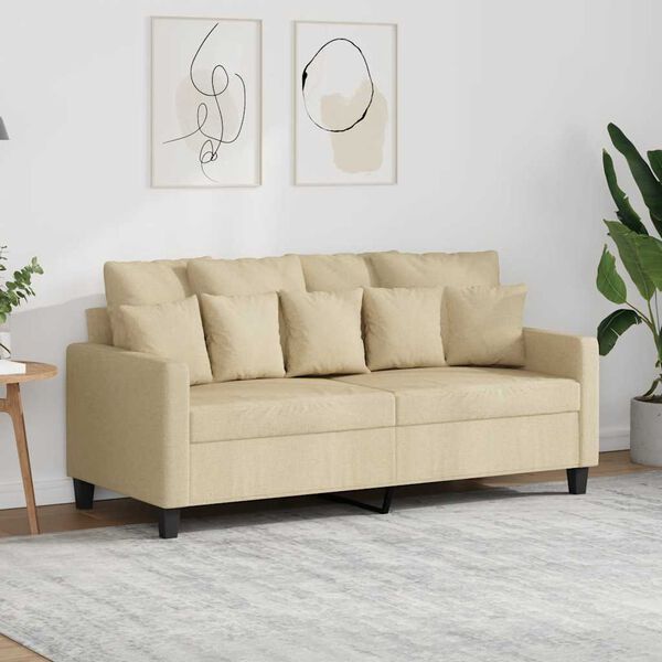 vidaXL Canap&eacute; &agrave; 2 places Cr&egrave;me 140 cm Tissu