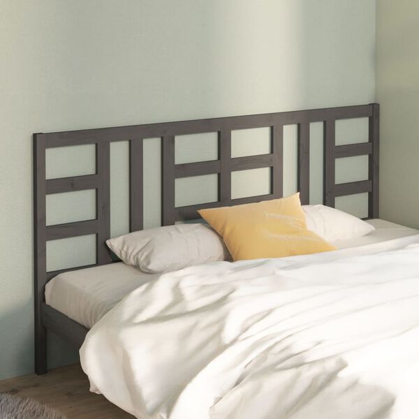 vidaXL T&ecirc;te de lit Gris 186x4x100 cm Bois massif de pin