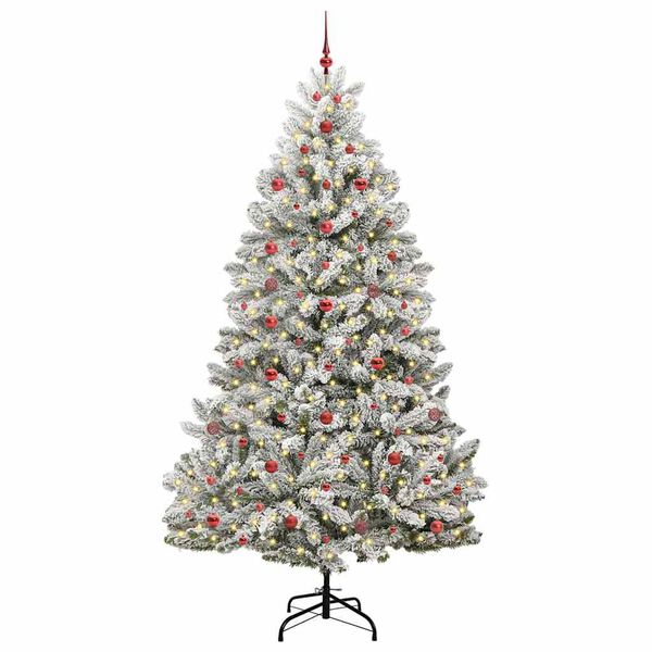 vidaXL Sapin de No&euml;l artificiel Vert et blanc 240 cm PVC et m&eacute;tal