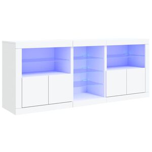 vidaXL Buffet avec lumi&egrave;res LED blanc 162x37x67 cm
