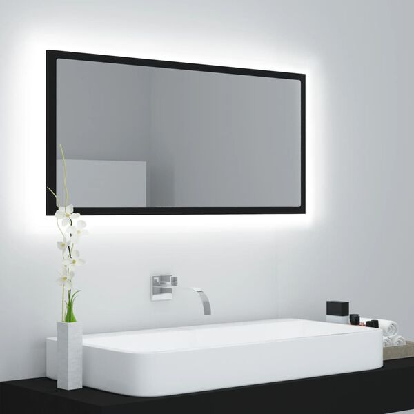 vidaXL Miroir &agrave; LED de salle de bain Noir 90x8,5x37 cm Acrylique