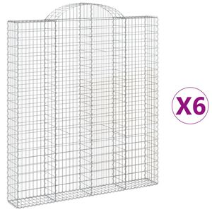 vidaXL Paniers &agrave; gabions arqu&eacute;s 6 pcs 200x30x220/240 cm fer galvanis&eacute;