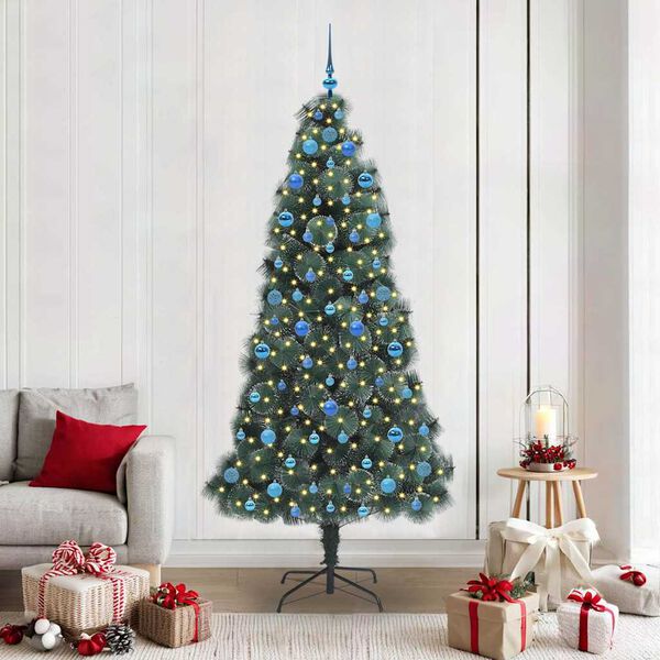 vidaXL Arbre de No&euml;l artificiel pr&eacute;-&eacute;clair&eacute; avec ensemble de boules