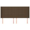 vidaXL T&ecirc;te de lit avec oreilles Marron fonc&eacute; 203x16x118/128 cm Tissu