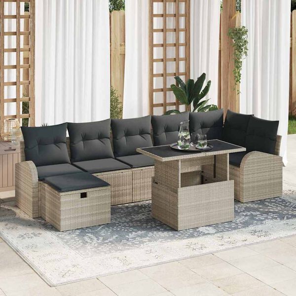 vidaXL Ensemble de canap&eacute; de jardin 8 pcs Gris clair Poly rotin