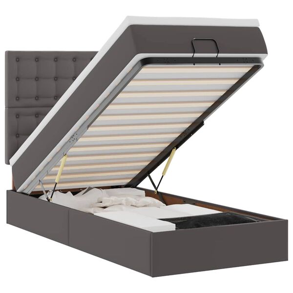 VidaXL Cadre de lit ottoman avec matelas gris 80x200 cm similicuir
