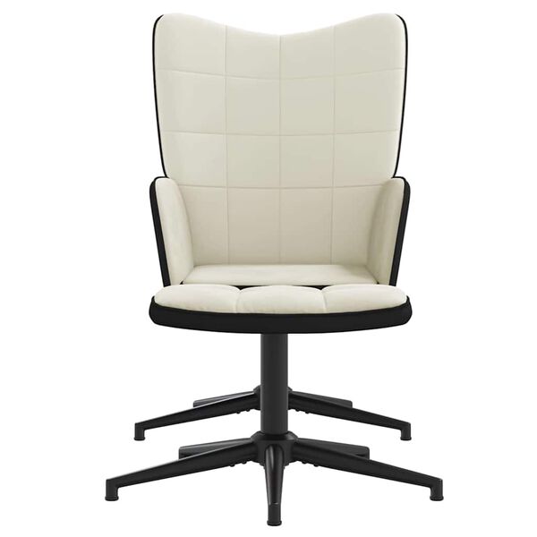 vidaXL Chaise de relaxation avec tabouret Blanc cr&egrave;me Velours et PVC