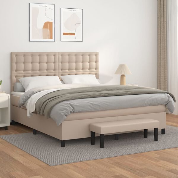 vidaXL Sommier &agrave; lattes de lit avec matelas Cappuccino 160x200 cm