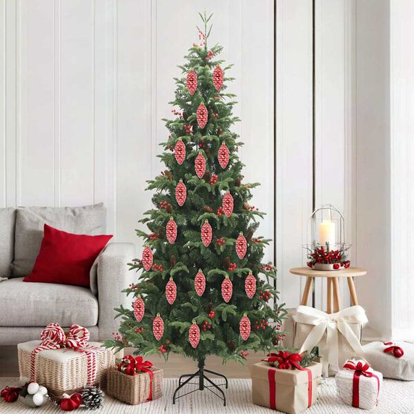 vidaXL Boule de Pomme de Pin de No&euml;l 40 pcs Rouge Plastique