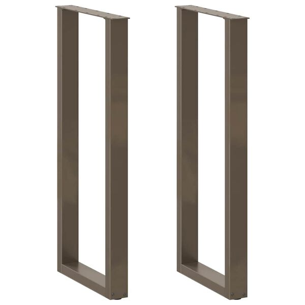 vidaXL Pieds de table de bar en forme de U, 2 pi&egrave;ces, acier naturel, 50 x (110-111) cm