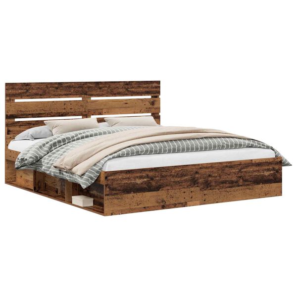 vidaXL Cadre de lit Bois ancien 200 x 200 cm Bois de pin massif