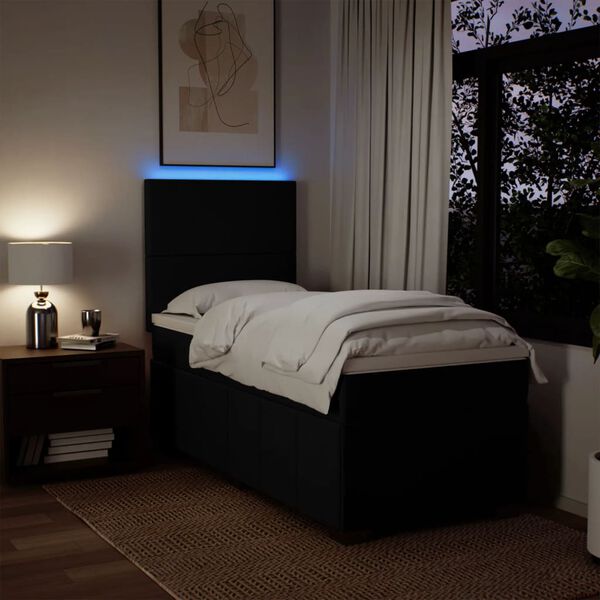 vidaXL Sommier &agrave; lattes de lit avec matelas Noir 90x190 cm Tissu