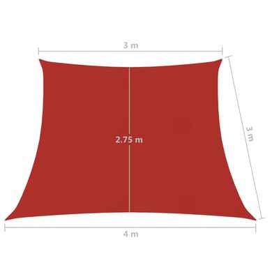 vidaXL Voile d'ombrage 160 g/m² Rouge 3/4x3 m PEHD