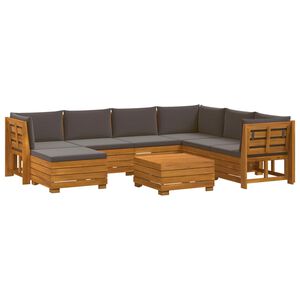 vidaXL Ensemble de canap&eacute;s d'ext&eacute;rieur avec coussin 8 Pi&egrave;ce Marron
