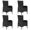 vidaXL Ensemble à manger de jardin 5 pcs Noir