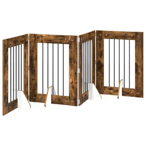 vidaXL Porte de chien pliable avec supports 4 pc Ch&ecirc;ne fum&eacute; 241 cm