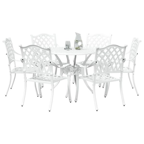vidaXL Ensemble de salle &agrave; manger pour jardin 7 pcs Blanc Aluminium