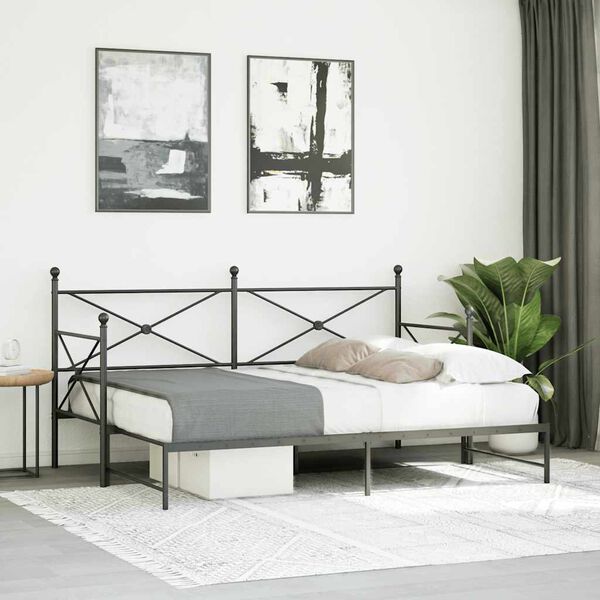 vidaXL Lit de jour avec gigogne sans matelas noir 75x190 cm