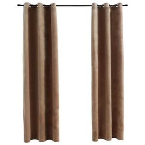 vidaXL Rideaux occultants et anneaux 2 pcs beige 94x160 cm velours