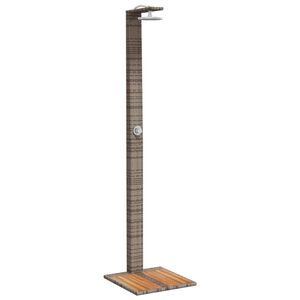 vidaXL Douche d'ext&eacute;rieur gris 50x55x224 cm r&eacute;sine tress&eacute;e bois acacia