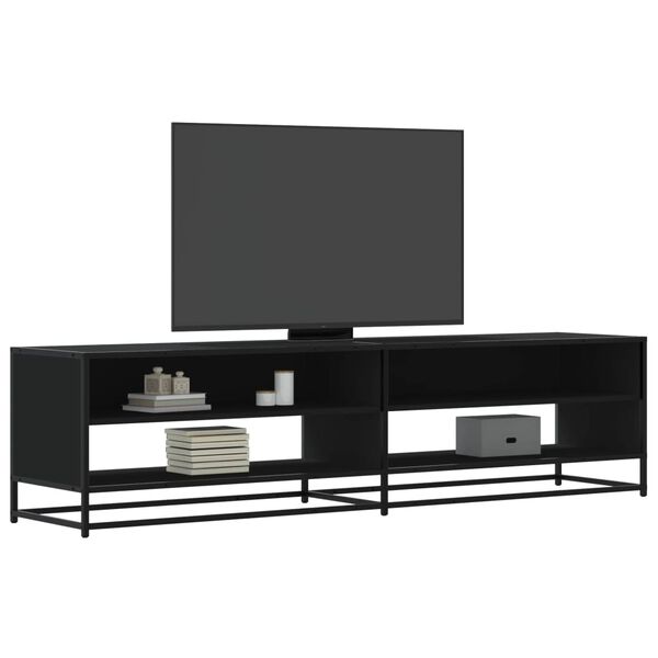 vidaXL Meuble TV noir 180,5x40x46 cm bois d'ing&eacute;nierie