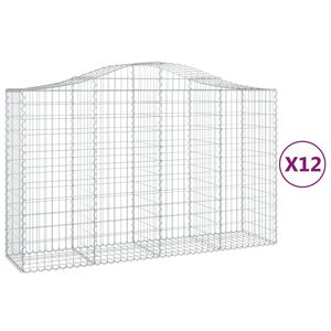 vidaXL Paniers &agrave; gabions arqu&eacute;s 12 pcs 200x50x120/140 cm Fer galvanis&eacute;