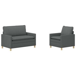 vidaXL Ensemble de Canap&eacute;s 2 pc 3 place Gris fonc&eacute; Tissu