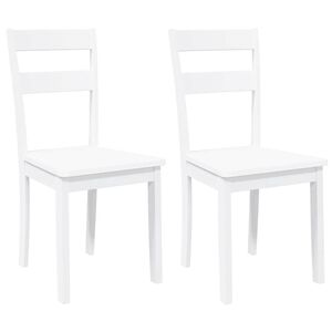 vidaXL Chaises &agrave; manger 2 pcs blanc bois massif caoutchouc