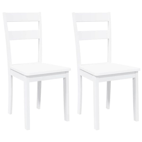 vidaXL Chaises à manger 2 pcs blanc bois massif caoutchouc