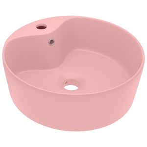 vidaXL Lavabo de luxe avec trop-plein Rose mat 36x13 cm C&eacute;ramique